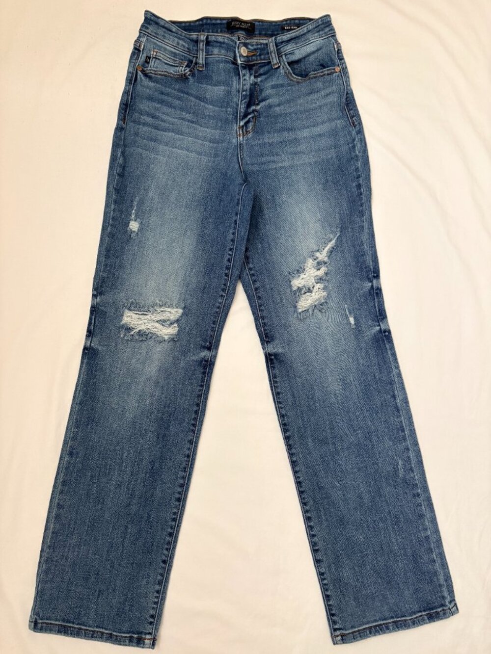 Judy Blue High Waist Distressed Straight Leg Dad Jeans Size 28